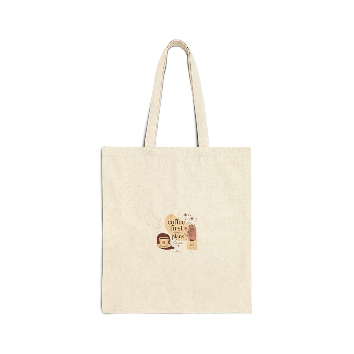 Coffee First Tote Bag — Cute Coffee Cup & Beans Canvas Tote