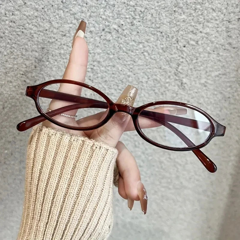 Japanese Korean Small Oval Frame Glasses Women Retro Harajuku Eyeglasses Clear Spectacle Blue Light Blocking Eyewears