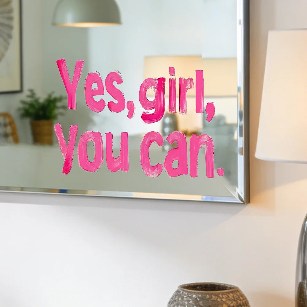 Inspirational Quotes Text Furniture Mirror Wall Stickers for Bedroom Bathroom Decoration Living Room Decor Electrostatic Decals