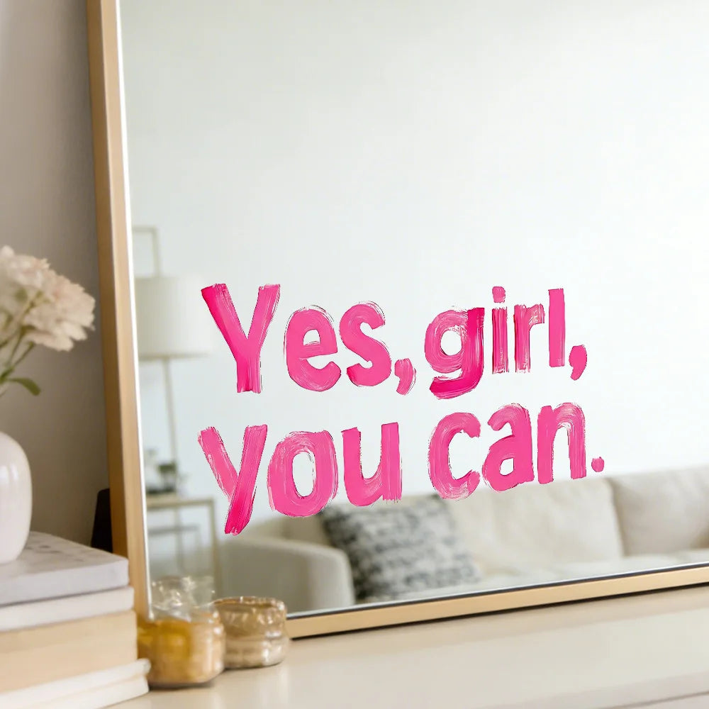 Inspirational Quotes Text Furniture Mirror Wall Stickers for Bedroom Bathroom Decoration Living Room Decor Electrostatic Decals
