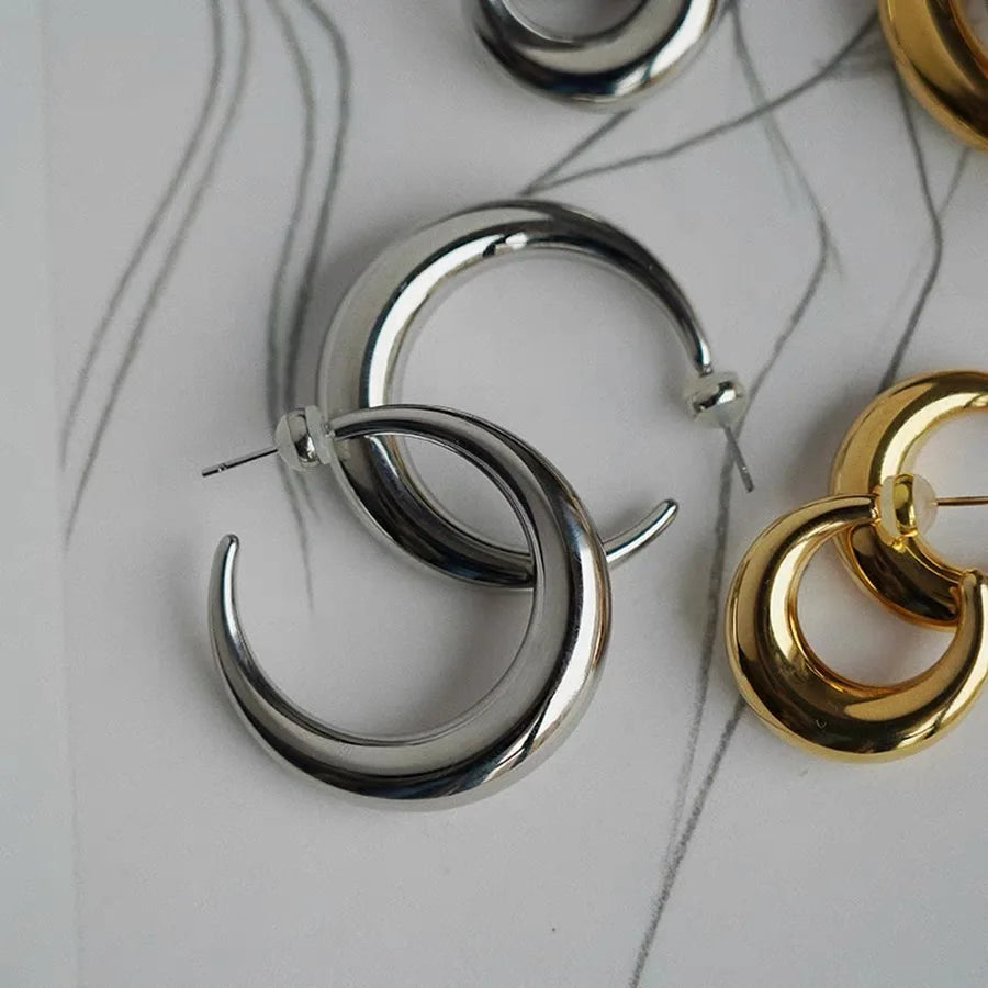 BF CLUB Silver Color Shinning Gold Circle Earrings For Women Sexy Girl Fashion Trendy Jewelry Gift Party Wedding pendientes
