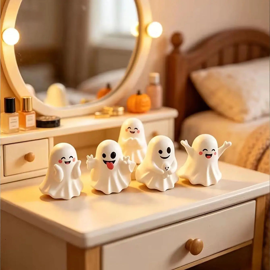5 sets of Halloween ghost figurines, cute mini ghost home decor, Halloween desktop decoration ornaments