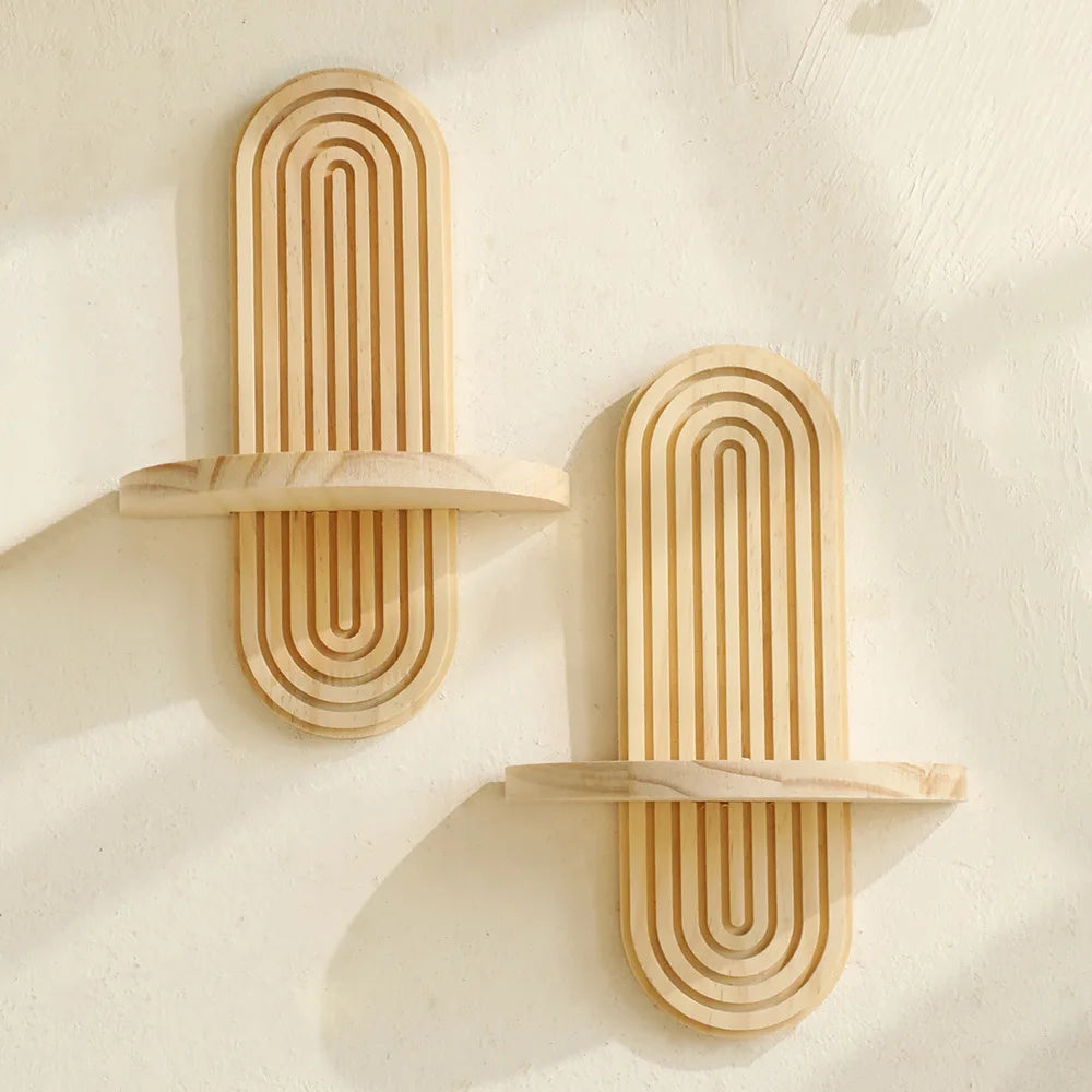 Boho Floating Wall Shelves | Natural Wood Home Decor