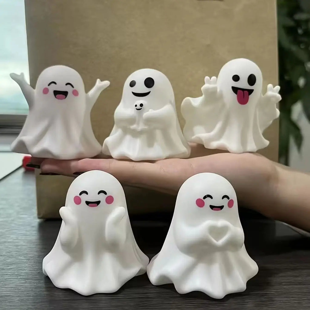 5 sets of Halloween ghost figurines, cute mini ghost home decor, Halloween desktop decoration ornaments